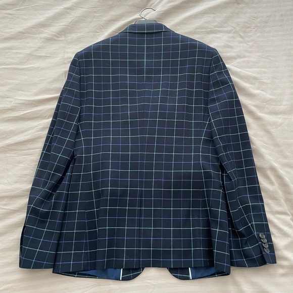 Topman 2-piece Blue Plaid Suit Jacket & Pants - Picture 2 of 7